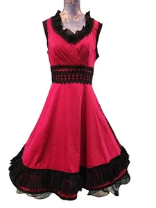 Burlesque Can Can Saloon Costume Dress Red/Black With Crinoline  - Picture 1 of 17