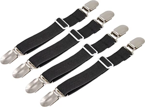 4Pcs Adjustable Bed Sheet Fasteners Suspenders, Elastic Sheet Band Straps Clips, - Picture 1 of 12