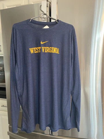 Nike Dri-fit WVU West Virginia Mountaineers Long Sleeve Shirt NWT Men's XL NAVY Cover
