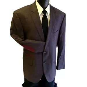 Perry Ellis MODERN FIT Sport Coat Burgundy CHECK HACKING Jacket SHOOTING Blazer - Picture 1 of 7