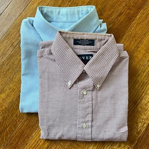 De Colección Arrow Dover Camisas de Vestir Hombres 15.5 30/31 Oxford Rojo Cuadros Azul Lote de 2 Años 90 - Imagen 1 de 15