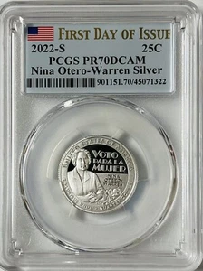 2022 S Proof Silver Nina Otero-Warren Quarter, PCGS PR70DCAM FDOI - Picture 1 of 2