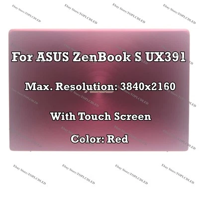 Red 13" ASUS ZenBook S UX391U/FA 4K LCD Touch Screen Assembly Display Complete - Image 1 of 4
