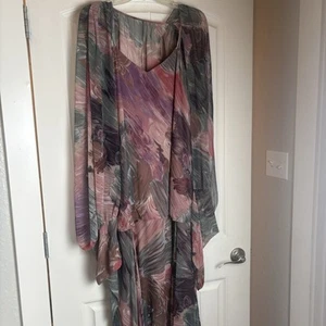 Pat Richards By Michael Maiello 1980’s Chiffon 2 Piece Dress Size 12 Made In USA - Picture 1 of 12