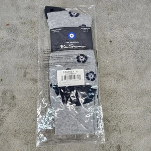 Calcetines Ben Sherman Para Hombre Talla 6-12 Gris y Azul Marino Floral Majestuoso X Crew *NUEVOS CON ETIQUETAS* - Imagen 1 de 7