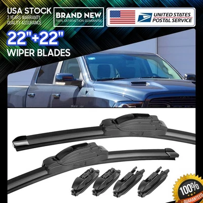1 Pair Windshield Wiper Blades Set 22''+22'' For 2007 - 2021 GMC Sierra 3500 HD - Изображение 1 из 4