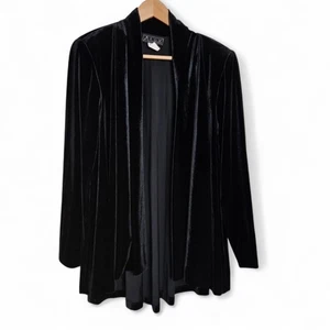 Cardigan Alex Evenings donna vintage nero velluto aperto davanti taglia 1X festa gotica - Foto 1 di 13