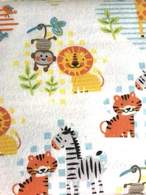 Happy Zoo Animals Super Snuggle Cotton Flannel Fabric BTY - Image 1 of 4