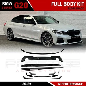 FOR BMW 3 SERIES G20 G21 M PERFORMANCE KIT GLOSS BLACK STYLE FRONT LIP BODYKIT - Picture 1 of 13