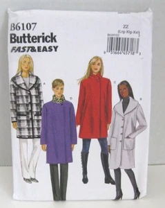 Butterick 6107 Fast & Easy Coat Misses' L, XL, XXL (16-26) Pattern Uncut - Picture 1 of 3
