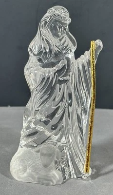 Gorham Crystal & Gold Nativity Shepherd w/ Frosted Lamb Germany READ - Image 1 of 4