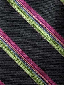 TED BAKER  Black Green Pink Striped Silk Tie USA  59½ x 3½ - Picture 1 of 5