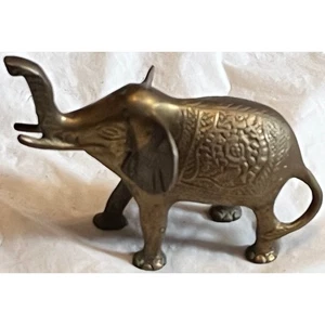 Elefant Vintage Messing Glückselefant mit verziertem Design Figur - Bild 1 von 9