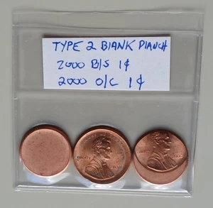 3 Piece Error Coin Set Blank Planchet-2000 Broadtruck-2000 Off Center UNC - Picture 1 of 2