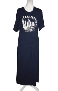 Anthropologie Celadine Long Navy Blue Dress Lake Festival Size Medium Side Slit - Picture 1 of 2