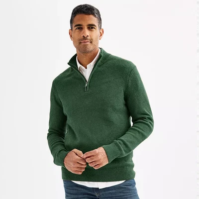 Nuevo con etiquetas Suéter Sonoma Goods for Life Hombres Cuarto Cremallera XXL Verde Pino Tejido Supersuave Foto 1 de 4