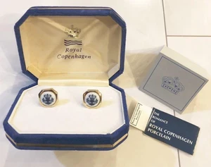 Royal Copenhagen Swank Limited collaboration Cufflinks Button Boxed Gently Used - Picture 1 of 8