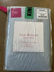 Isaac Mizrahi 2 Piece King Pillow Cases 300 Count Light Blue - Picture 1 of 2