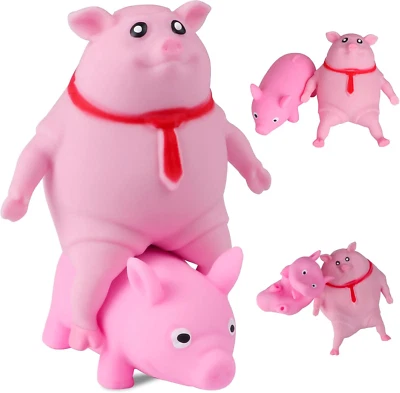 Brinquedos Squishy Pig (pacote com 2) bolas de estresse rosa para adultos e crianças porco fofo - Imagem 1 de 4
