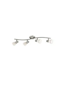 Modern Nickel 4 Light Spot Ceiling Fixture White Glass GL1453 - Picture 1 of 3