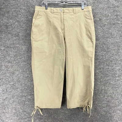 Pantalones Karen Scott Mujer 14 Beige Recortados Tiro Alto Frente Plano Algodón Recto Foto 1 de 4