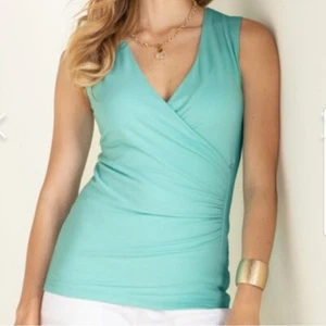 NWT💕SOFT SURROUNDINGS Alyssa Knit Tank M Aqua Cotton/ Spandex MSRP $50 - Picture 1 of 11