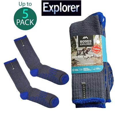 Bonds Explorer Extreme Impact Crew Mens Work Thick Wool Socks Navy SZSC2W Bulk - Image 1 of 3