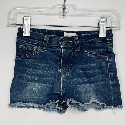 Hudson Girls Distressed Dark Blue Wash Frayed Raw Hem Denim Shorts Toddler Sz 2T - Image 1 of 4