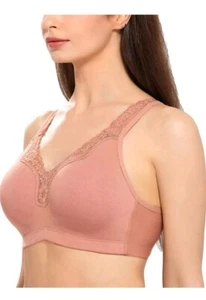 Delimira Bra 38E Floral Lace Wireless Minimizer Full Coverage Sun Kissed NWT - Picture 1 of 7