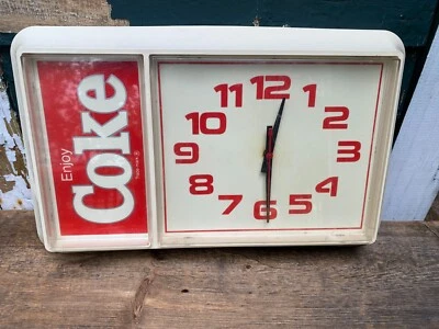 Vintage Coca-Cola Coke Lighted Clock 1984 Ridan Display Not Working Restoration - Image 1 of 4