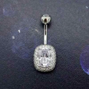 2.50CT Cushion Lab Created Diamond Belly Women's Jewellery 14K White Gold Plated - Picture 1 of 11