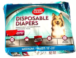 Simple Solutions Dog Disposable Diapers 29 Count Leak Proof Medium Waist 15"-23" - Picture 1 of 12