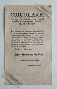 1802 Circulare Kriminal Obergerichte Erzherzogthume Enns Wien Freyherr Mark - Picture 1 of 2