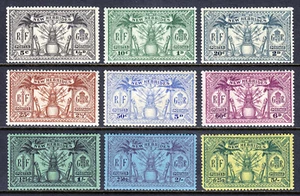 NEW HEBRIDES (BR) — SCOTT 41-49 — 1925 DUAL CURRENCY SET — MH/MNH — SCV $30 - Picture 1 of 2