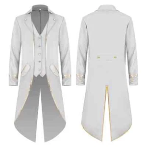 Herren Hochzeit Mittellang Anzug Blazer Schwalbenschwanz Jacke Mantel Party Chic - Bild 1 von 30