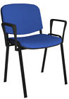 Taurus meeting room stackable chair with black frame and fixed arms - blue