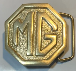 MG Morris Garages Car Automotive Belt Buckle Vintage Solid Brass 2 1/4" EUC - Picture 1 of 2