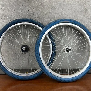 48 Hole Wheel Set 14 mm 3/8 Old School BMX Primo V Monster Blue Flatland 90s 00s - Picture 1 of 14