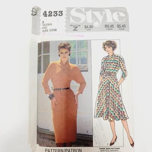 Vtg Style 4233 Misses Fitted Dolman Sleeve DRESS sew pattern sz 10 12 14 - Picture 1 of 3