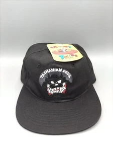 VTG TAZ Tasmanian Devil SNAPBACK Cap/ Hat Blackout Looney Tunes 1996 WB w/ Tags - Picture 1 of 9