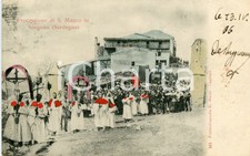 1906 SORGONO (NU) Processione di San Mauro - Cartolina colorata a mano FP VG