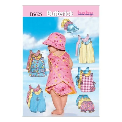 Butterick B5625 Pattern: BABY Pinafore Romper Panties Hat Size L-XL - Image 1 of 4