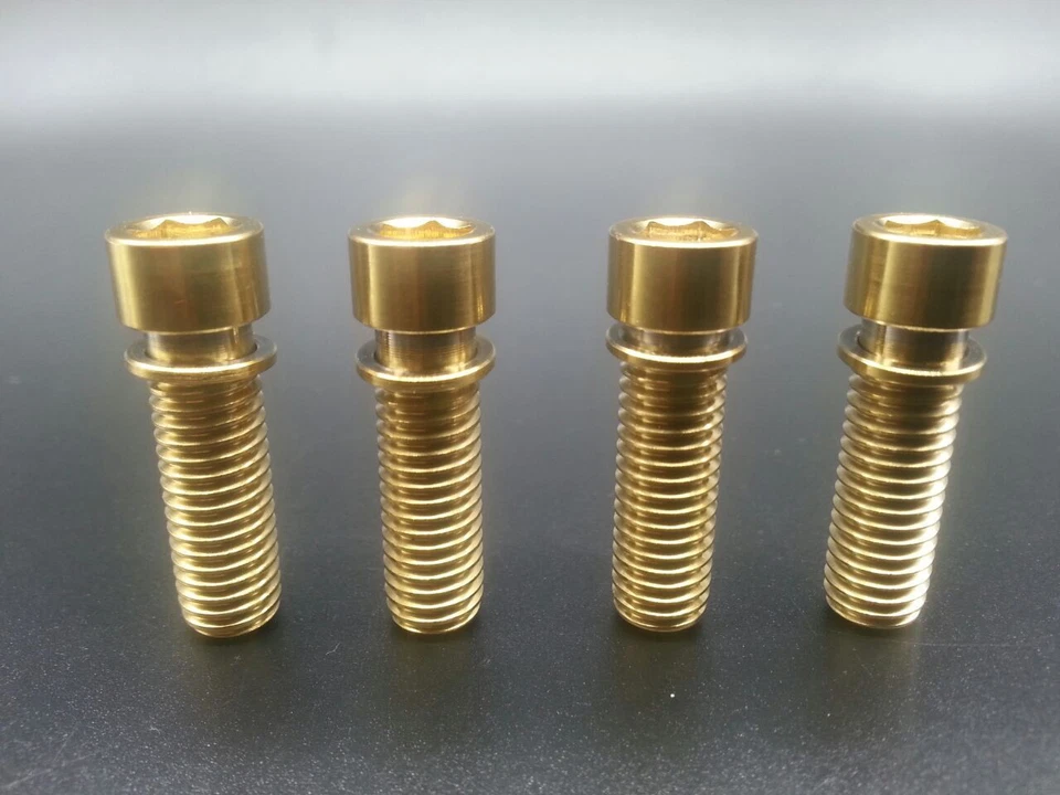 4Pcs/lot Super Light Golden M8x25 Bolts Allen Hex Head Screw Washer - Image 1 of 2