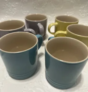Le Creuset Yellow, Orange, Green, Blue Mugs READ!6 Mixed Color Set - Picture 1 of 5
