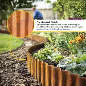 Galvanised Steel Lawn Edging 10M Rolls Border Edge Metal Grass Flexible Fence - Picture 1 of 26