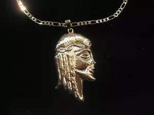 PENDANT JESUS & 24" FIGARO CHAIN 14K/GP~JESUS & 24" CADENA FIGARO~ORO LAMINADO - Picture 1 of 4