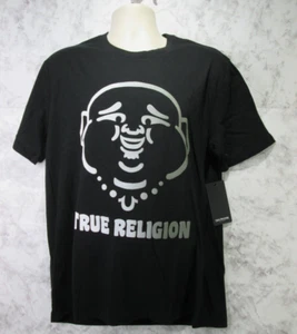 True Religion Men's Black Crew Neck T-Shirt Short Sleeve Buddha Face XL - Picture 1 of 6