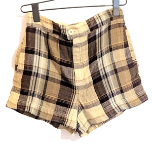 Free People Isla pantaloncino donna a quadri 4 marrone avorio cotone nuovo - Foto 1 di 10