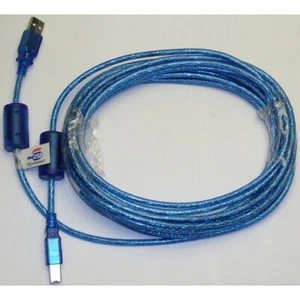 20 Foot AB Hi-Speed USB 2.0 Blue Cable, HQ: Dual Ferrite core & Double Shielding - Picture 1 of 1