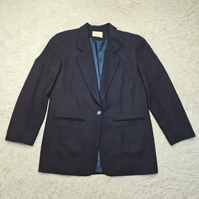 Vintage Pendleton Women’s Navy Blue One Button Wool Career Blazer Casual Prep 8 - Image 1 of 4